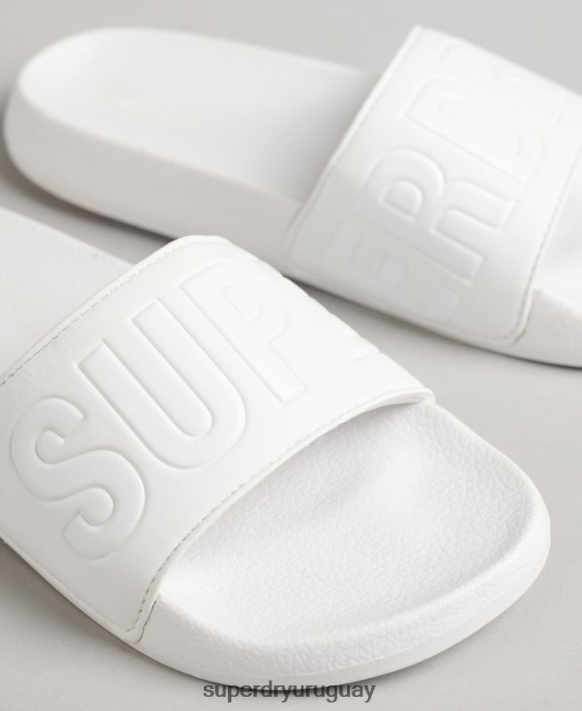 uy Superdry mujer deslizadores de piscina central blanco DT2N8Z4354 zapatos