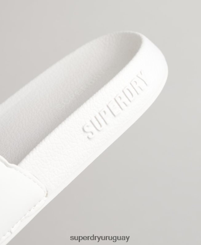 uy Superdry mujer deslizadores de piscina central blanco DT2N8Z4354 zapatos