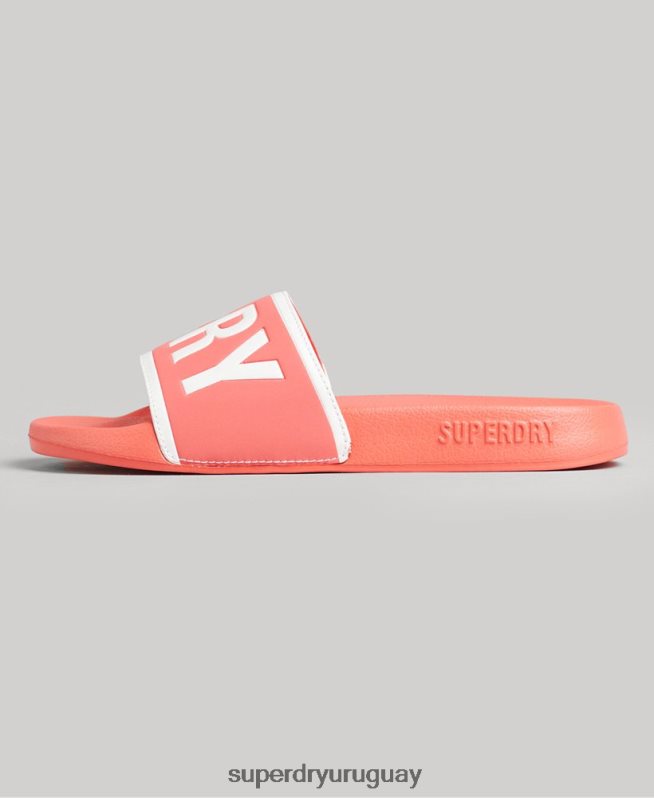 uy Superdry mujer deslizadores de piscina central coral DT2N8Z4380 zapatos