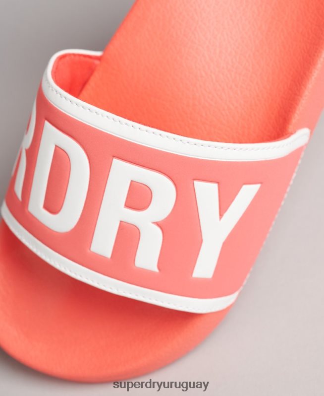uy Superdry mujer deslizadores de piscina central coral DT2N8Z4380 zapatos