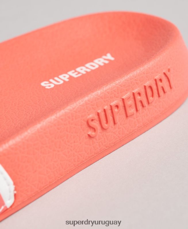 uy Superdry mujer deslizadores de piscina central coral DT2N8Z4380 zapatos