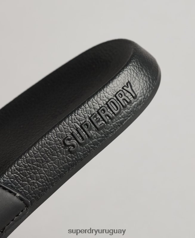 uy Superdry mujer deslizadores de piscina central negro DT2N8Z4367 zapatos