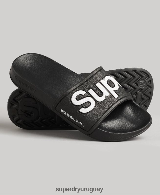 uy Superdry mujer deslizadores de piscina de eva negro DT2N8Z4422 zapatos