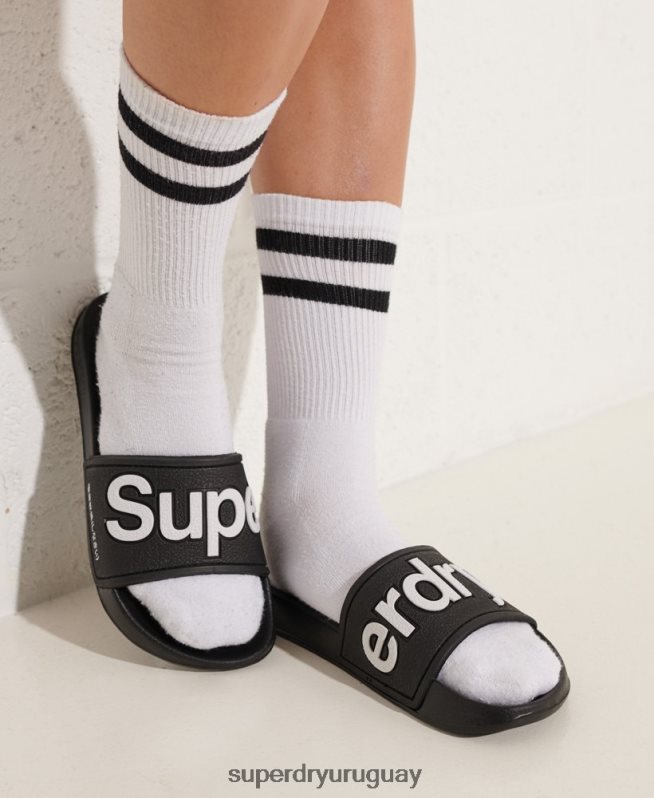 uy Superdry mujer deslizadores de piscina de eva negro DT2N8Z4422 zapatos