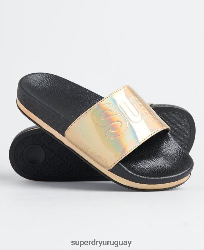 uy Superdry mujer deslizadores de plataforma plana de arizona negro DT2N8Z4415 zapatos