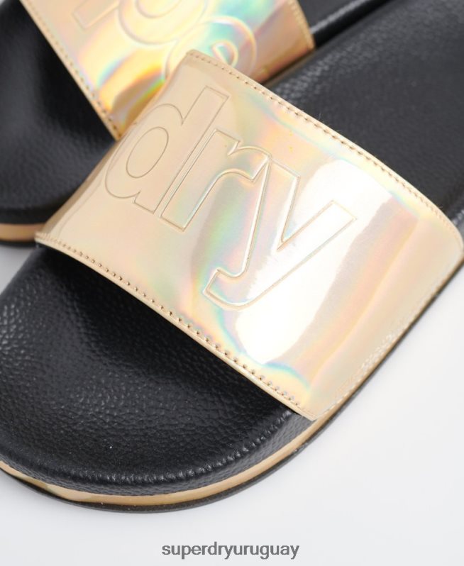 uy Superdry mujer deslizadores de plataforma plana de arizona negro DT2N8Z4415 zapatos