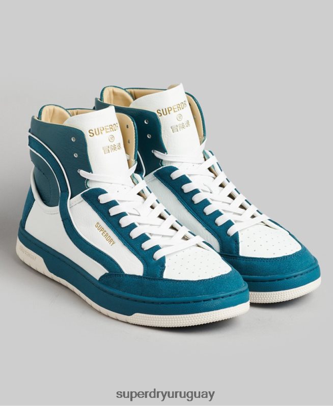 uy Superdry mujer tenis altos vintage vegan basket azul DT2N8Z6731 zapatos