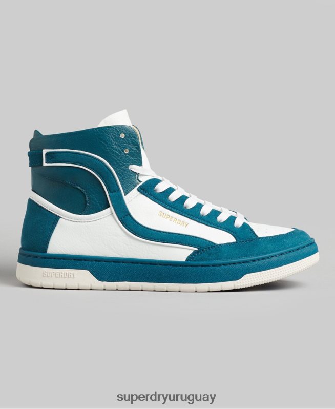 uy Superdry mujer tenis altos vintage vegan basket azul DT2N8Z6731 zapatos