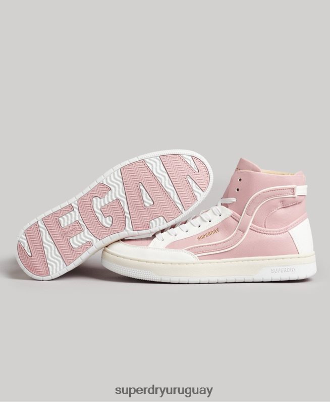 uy Superdry mujer tenis altos vintage vegan basket rosa DT2N8Z6673 zapatos