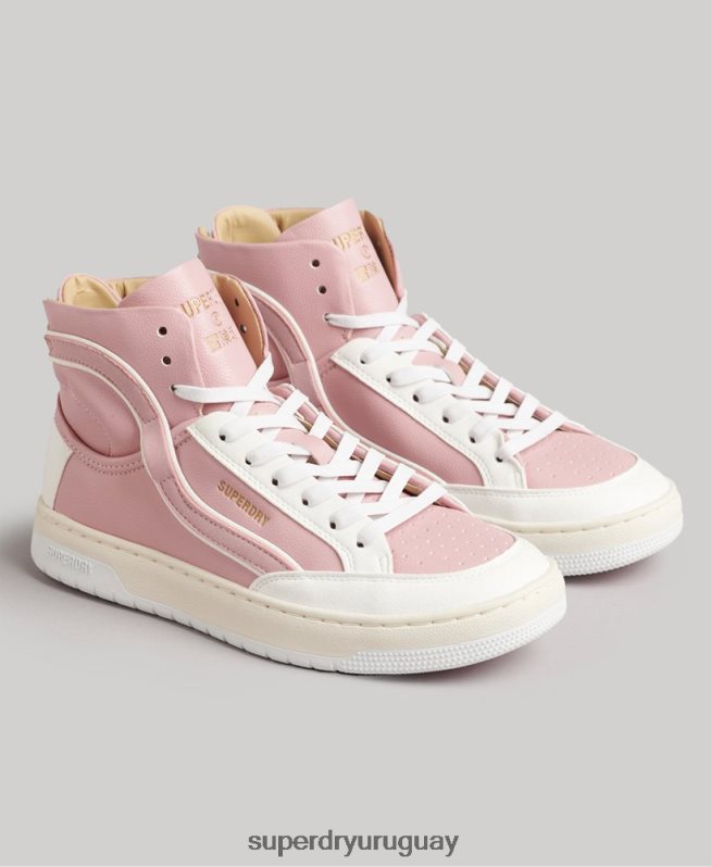 uy Superdry mujer tenis altos vintage vegan basket rosa DT2N8Z6673 zapatos