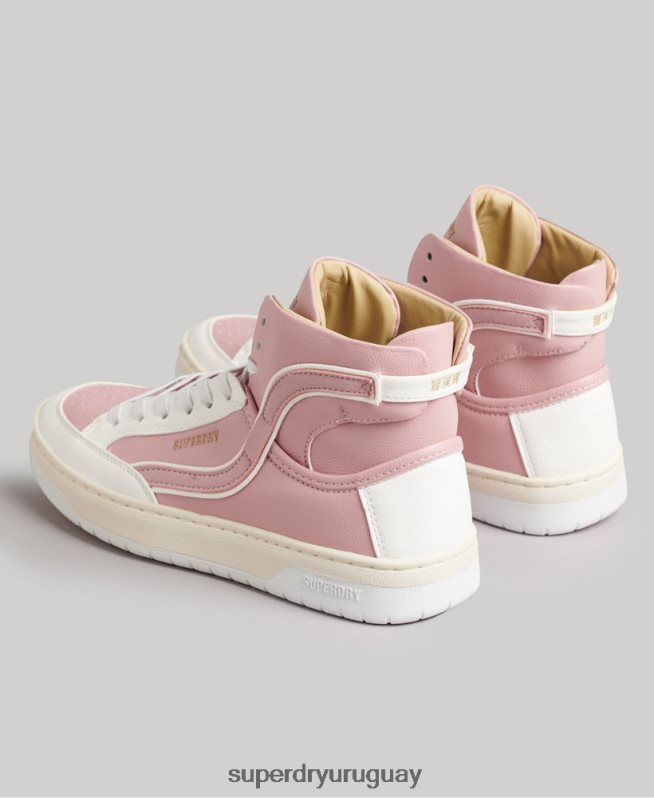 uy Superdry mujer tenis altos vintage vegan basket rosa DT2N8Z6673 zapatos