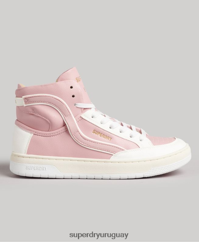 uy Superdry mujer tenis altos vintage vegan basket rosa DT2N8Z6673 zapatos