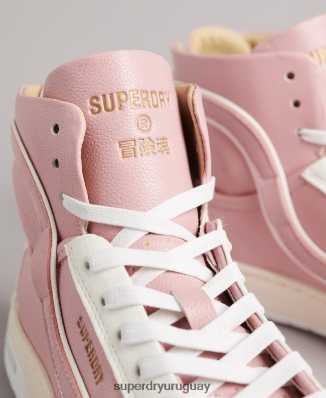 uy Superdry mujer tenis altos vintage vegan basket rosa DT2N8Z6673 zapatos
