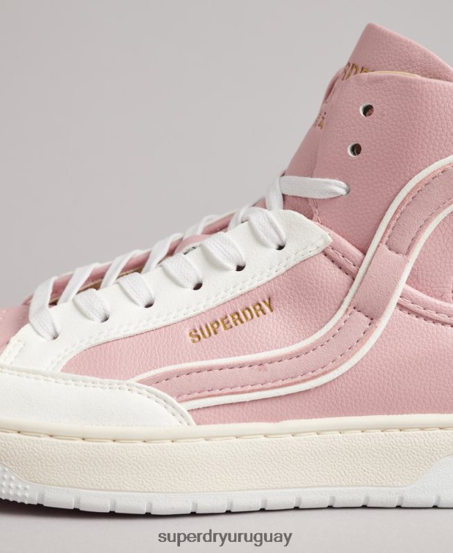 uy Superdry mujer tenis altos vintage vegan basket rosa DT2N8Z6673 zapatos
