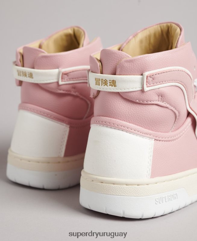 uy Superdry mujer tenis altos vintage vegan basket rosa DT2N8Z6673 zapatos