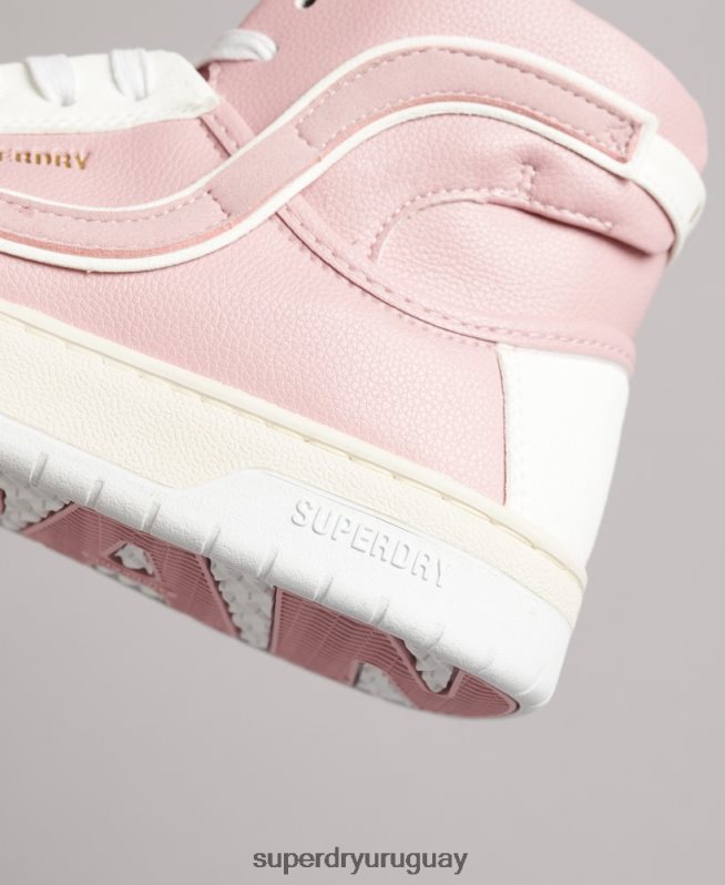 uy Superdry mujer tenis altos vintage vegan basket rosa DT2N8Z6673 zapatos