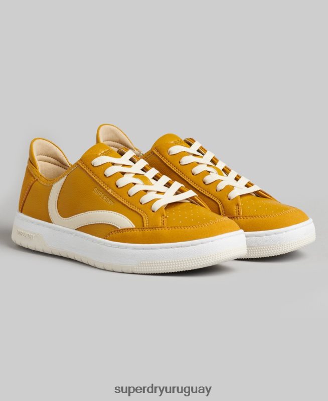 uy Superdry mujer tenis bajos vintage vegan basket amarillo DT2N8Z6576 zapatos
