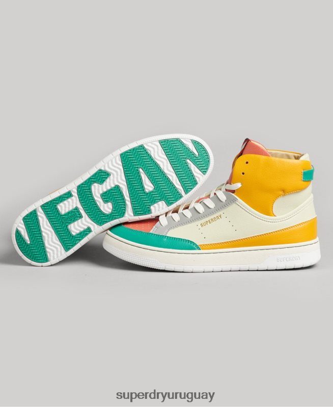 uy Superdry mujer tenis altos vintage vegan basket amarillo DT2N8Z4350 zapatos