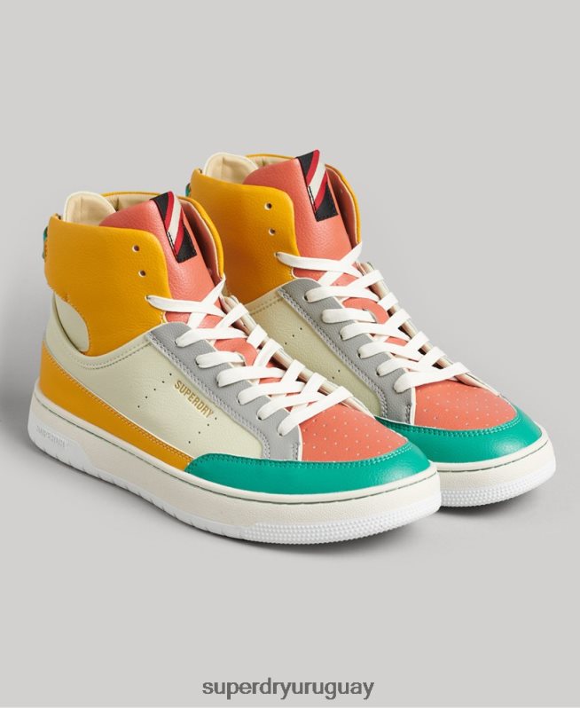 uy Superdry mujer tenis altos vintage vegan basket amarillo DT2N8Z4350 zapatos