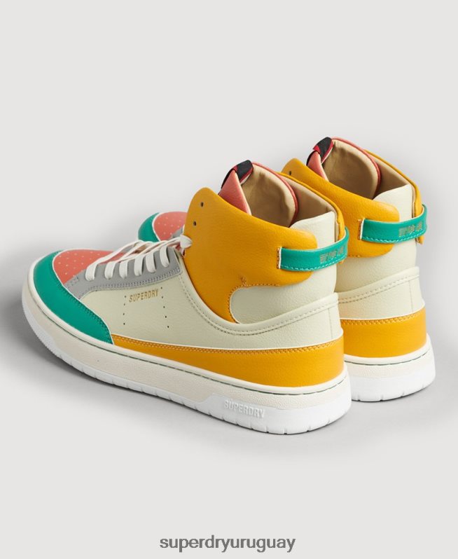 uy Superdry mujer tenis altos vintage vegan basket amarillo DT2N8Z4350 zapatos