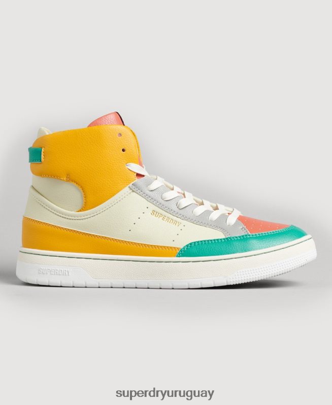 uy Superdry mujer tenis altos vintage vegan basket amarillo DT2N8Z4350 zapatos
