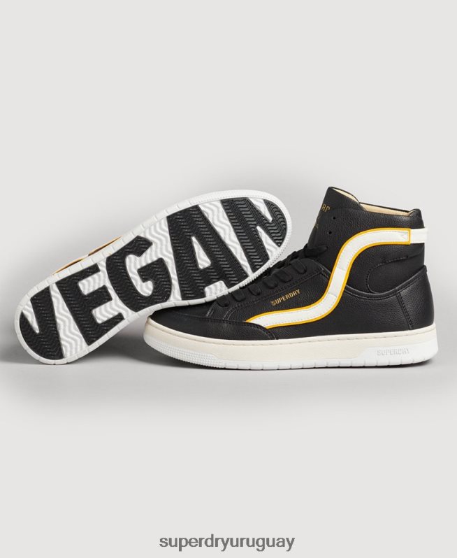 uy Superdry mujer tenis altos vintage vegan basket negro DT2N8Z4348 zapatos