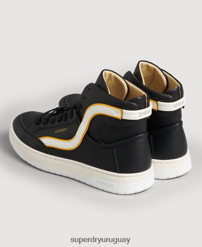 uy Superdry mujer tenis altos vintage vegan basket negro DT2N8Z4348 zapatos