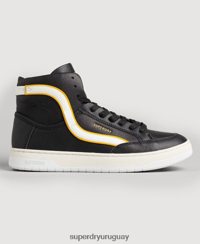 uy Superdry mujer tenis altos vintage vegan basket negro DT2N8Z4348 zapatos