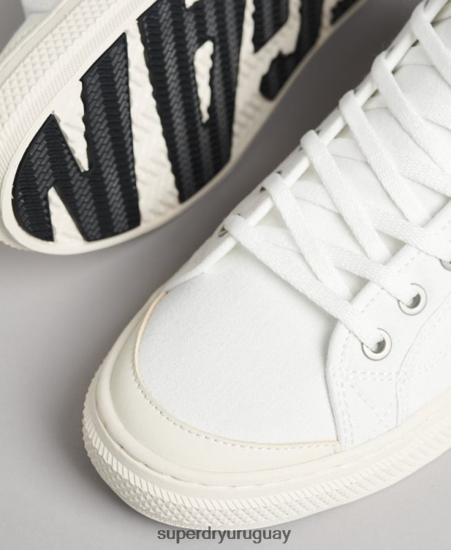 uy Superdry mujer zapatillas altas de lona vegana crema DT2N8Z4357 zapatos